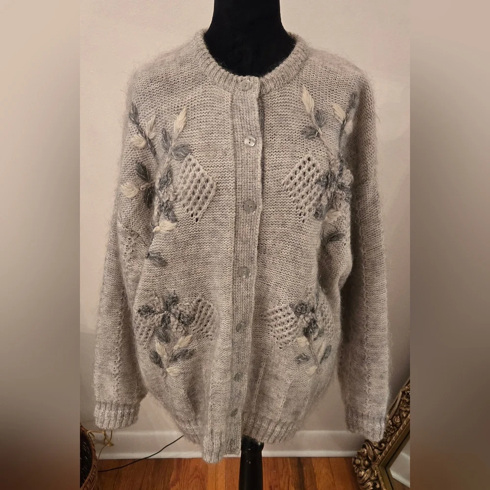 Vintage Cool Wool By Satish Knit Mohair Cardigan - Picture 1 of 6